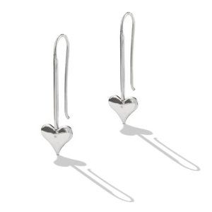 STERLING SILVER French Wire HEART EARRINGS e10398